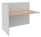 Banque d'accueil Module de départ haut OLA - L142,5 x H112 x P82,5 cm - structure blanc perle, plateau chêne clair