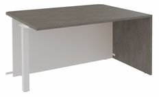 Banque d'accueil Module d'extrémité PMR OLA - L140 x H72,5 x P115 cm - structure blanc perle, plateau chêne gris