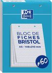 Oxford - Pack de 60 Fiches Bristol - A5 - petits carreaux - perforées - blanc