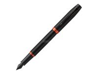 Parker Vibrant - Stylo plume noir - pointe fine - bague orange vif