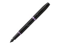 Parker Vibrant - Stylo plume noir - pointe fine - bague violet améthyste