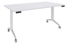 Table de réunion abattantes - L140 x P80 cm - pied blanc - plateau blanc perle