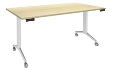 Table de réunion abattantes - L140 x P80 cm - pied blanc - plateau imitation érable