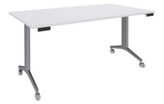 Table de réunion abattantes - L140 x P80 cm - pied alu - plateau blanc perle