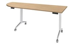Table de réunion abattantes angle à gauche - L200 x P80 cm - pied blanc - plateau imitation chêne clair