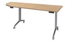 Table de réunion abattantes angle à gauche - L200 x P80 cm - pied alu - plateau imitation chêne clair