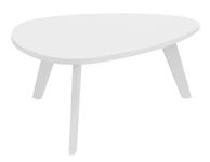 Table basse galet - L100xH42xP90/80 - pied blanc - plateau blanc