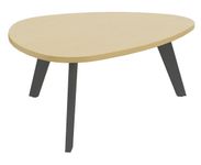 Table basse galet - L100xH42xP90/80 - pied carbone - plateau imitation hêtre