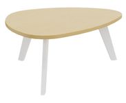 Table basse galet - L100xH42xP90/80 - pied blanc - plateau imitation hêtre