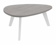 Table basse galet - L100xH42xP90/80 - pied blanc - plateau imitation chêne gris