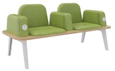 Banquette ILO - 2 places L172xP67cm -  blanc - structure chêne clair - tissu kiwi