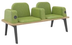 Banquette ILO - 2 places L172xP67cm -  carbone - structure chêne clair - tissu kiwi