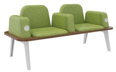Banquette ILO - 2 places L172xP67cm -  blanc - structure noyer - tissu kiwi