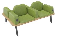 Banquette ILO - 4 places L172xP114cm -  carbone - structure chêne clair - tissu kiwi