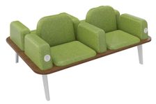 Burocean Ilo - Bench - 4 seats - reposabrazos - tejido, melamine coated particle board - kiwi, nogal