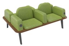 Burocean Ilo - Bench - 4 seats - reposabrazos - tejido, melamine coated particle board - kiwi, nogal