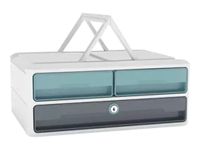 MoovUp - 3 blocs de classement à tiroirs - pour 240 x 320 mm - vert/gris