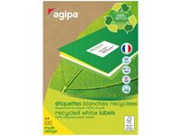 Apli Agipa - 100 Étiquettes 100% recyclées blanches multi-usages - 199,1 x 289,1 mm - coins arrondis - réf 102651