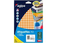 Apli Agipa - Etui A5 - 2940 Pastilles oranges - diamètre 8 mm - réf 114305