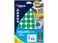 Apli Agipa - Etui A5 - 400 Pastilles vertes - diamètre 24 mm - réf 114321