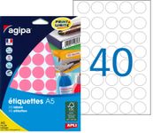Apli Agipa - Etui A5 - 400 Pastilles roses - diamètre 24 mm - réf 114328