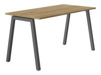 Gautier office CONNEXION - Mesa - rectangular - antracita base - anthracite metal, country oak