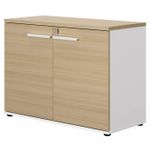 Gautier office CONNEXION - Low storage unit - 2 Puertas - blanco, structured oak