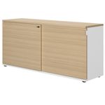 Crédence CONNEXION - L160 x H75 x P45 - 2 portes - 2 étagères - Chêne/blanc