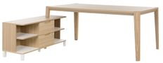 Bureau avec retour ABSOLU - 200 cm - Pieds bois - Chêne structuré