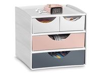 Mineral by CEP - Mini module de rangement - 2 petits et 2 grands tiroirs - blanc/rose poudré/gris orage