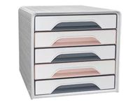 Mineral by CEP - Module de classement 5 tiroirs - blanc/gris orage/rose poudré