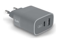 Force Power - Double Chargeur secteur pour smartphone - 45W (30+12W) - Power Delivery - GaN - Gris - Garanti à vie