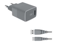 Force Power - chargeur secteur pour smartphone + câble USB A/USB C - gris