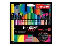 STABILO Pen 68 Max Arty - 12 Feutres pointe large biseautée - couleurs assorties