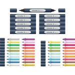 Schneider Paint-It 040 SetTwin Marker - 20 cartouches de recharges à pointe ogive + 21 à pointe pinceau + 11 corps - couleurs assorties