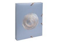 Exacompta Ellipse - Boîte de classement en polypropylène recyclé - Dos 40 mm - Pour 350 feuilles - timbre en or rose - gris, vert céladon, vieux rose