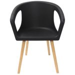 Lot de 4 chaises ONENNA - pieds bois - accoudoirs intégrés - coque noire