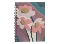 Blue Art - Carnet à spirale - 15,3 x 20,6 cm - 120 pages - Ligné - Fleurs
