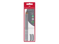 Faber-Castell Grip 2001 - Set de 2 crayons à papier + gommes - HB