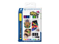 STAEDTLER Lumocolor 317 - Pack de 10 marqueurs permanents - Pointe moyenne - Couleurs assorties