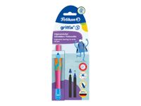 Pelikan Griffix - Roller ergonomique - Pour droitier + 2 recharges - Corps rose