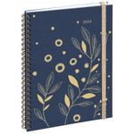 Agenda spiralé Végétal Pratic S - 1 semaine sur 2 pages - 14 x 18 cm - bleu - Exacompta