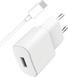 Wow - Kit Chargeur USB A 2.4A + Câble USB A / USB C - 1m - Blanc