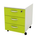 Caisson mobile - 3 tiroirs - L41xP50xH52,2 cm - structure blanche, façade verte