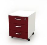 Caisson mobile - 3 tiroirs - L41xP50xH52,2 cm - structure blanche, façade prune