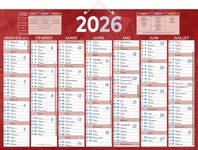Calendrier bancaire année civile BOUCHUT "230 Rouge" 38,5 x 54 cm coloris rouge Pefc 70 %