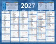 Calendrier bancaire année civile BOUCHUT "205 Bleu" 13,5 x 17,5 cm coloris bleu Pefc 70 %