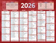 Calendrier bancaire année civile BOUCHUT "205 Rouge" 13,5 x 17,5 cm coloris rouge Pefc 70 %