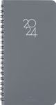 Agenda de poche spiralé Portland - 1 semaine sur 2 pages - 9,5 x 17 cm - gris - Oberthur
