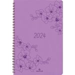 Agenda à spirale Primrose - 1 semaine sur 2 pages - 22 x 28 cm - lilas - Oberthur